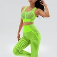 thumbnail image 2 of BLVB Workout Outfits for Women 2 Piece Outfits Seamless Crop Tank High Waist Yoga Leggings Sets Active Wear Green, 2 of 4