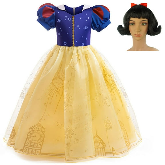 Girls Snow White Princess Costume Carnival Halloween Christmas Birthday Party Dress Dance Ball Gown