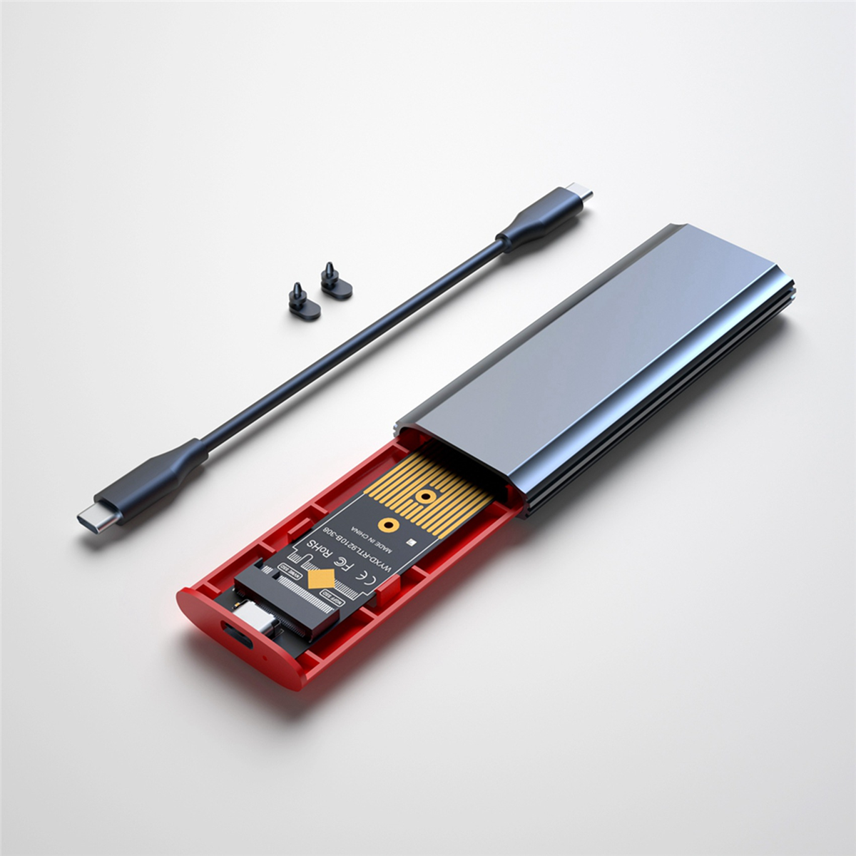 2X M2 SSD Case M.2 to USB 3.1 Gen 2 10Gbps NVMe SSD Enclosure for NVMe PCIE M Key/ (B+M) Key SSD Hard Disk, M2 SSD Case,2 x M.2 SSD Enclosure 2 x USB-C to USB-C Cable,Grey