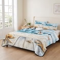 thumbnail image 2 of King Quilt Set 96''x106'', Summer Coastal Beach Lightweight Summer Bedspread Coverlet Set with 2 Pillow Shams, Ocean Wave Starfish Shell Breathable All Season Quilt Bedding for Bedroom/Guest Room, 2 of 9