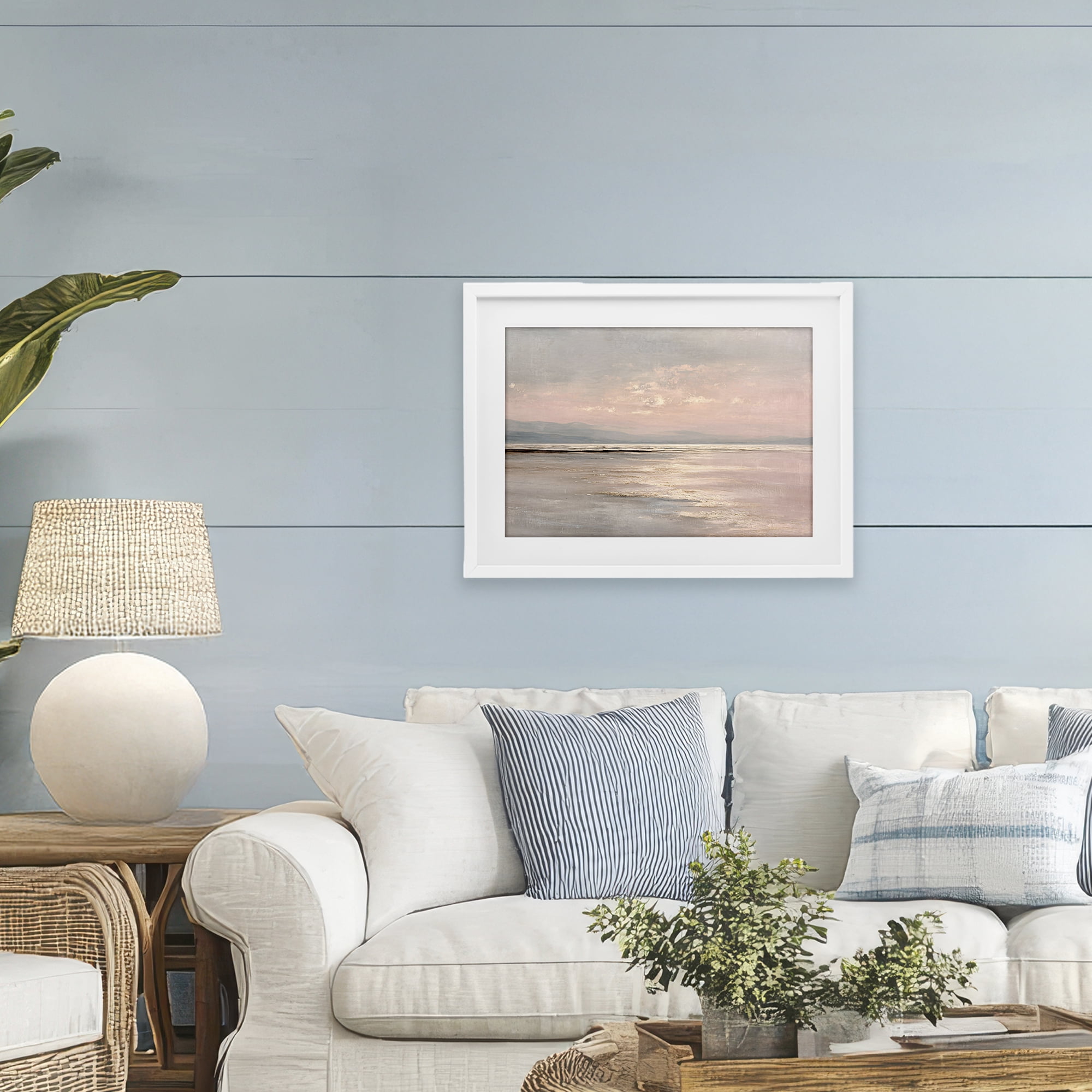 Stupell Industries Vast Blush Seascape White Framed Print Under Glass, design by Jacky Ngan