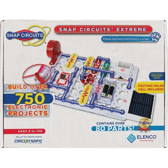 Snap Circuits Extreme SC-750 Kit d'Exploration Électronique Plus de 750 Projets Manuel de Projet en Couleur 80+ Snap Circuits Pièces Tige Jouet Éducatif pour Enfants 8+