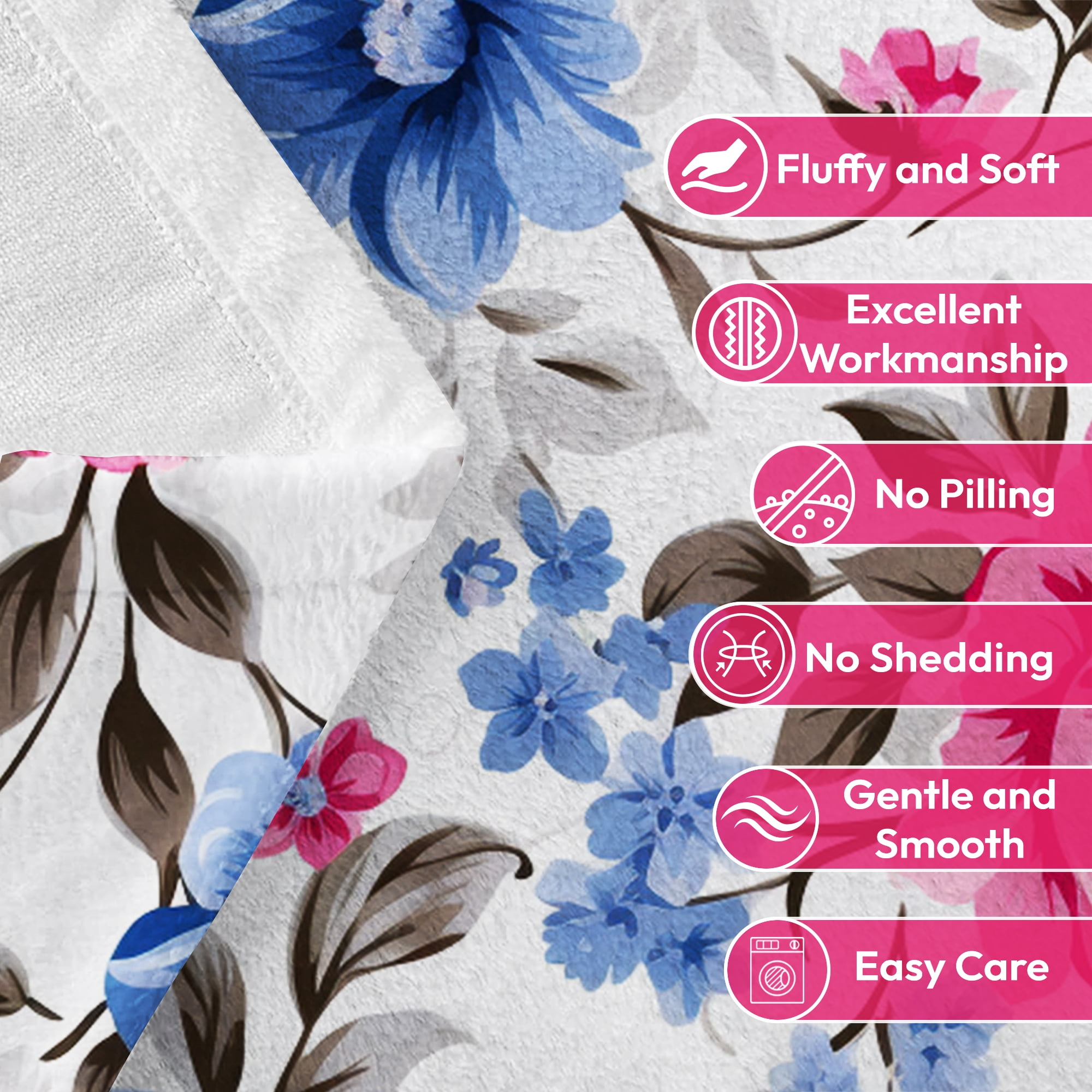 Flannel Fleece Throw Blanket, Soft Large Throw Blanket, Lightweight Cozy Plush Throw Blanket Fit Sofa Bed, 30"x40", Florals