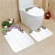thumbnail image 1 of ABPHQTO Lay Flat Madera Flores Lila Juego de alfombras de baño de 3 piezas Alfombra de baño Alfombra de contorno y tapa de inodoro, 1 of 2