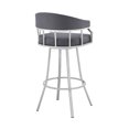 thumbnail image 3 of 40" Slate Grey Faux Leather And Iron Swivel Low Back Bar Height Chair, 3 of 3