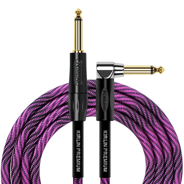Cable para Instrumentos Kirlin Onda Negra Morada ángulo Recto 1/4 Pulgadas 10 Pies