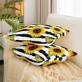 thumbnail image 5 of Ryan; Set of 2 Sunflower Throw Pillow Covers, Stripes Panormatic Printed Cushion Case for Home Living Room Decor, Reversible Blossom Garden Theme Decorative Throw Cushion Case, 18x18 Inches, 5 of 6
