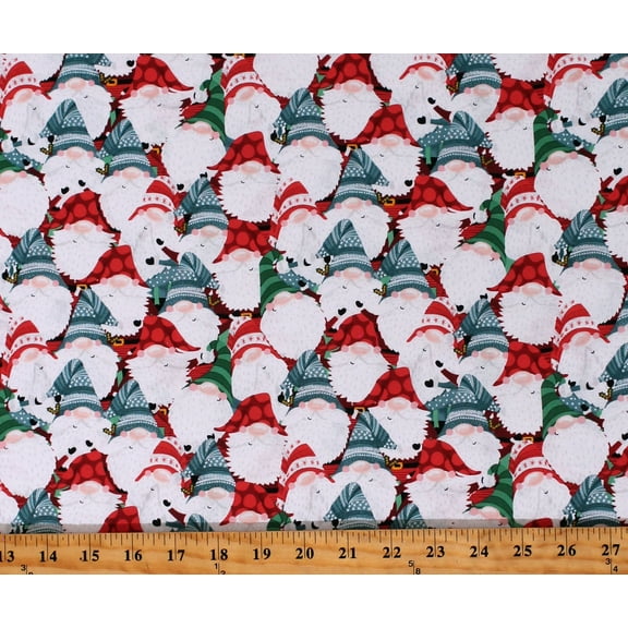 Cotton Packed Gnomes Winter Holidays I'll Be Gnome For Christmas Katie Yost Cotton Fabric Print by the Yard (19551-MLT-CTN-D)