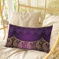 thumbnail image 4 of Purple Boho Floral Pillow Covers, Linen Long Throw Pillow Case, Vintage Ethnic Tribal Abstract Art Holiday Pillow Protector Decorative Cushion Cover for Living Room/Bedroom 12" x 20", 4 of 8