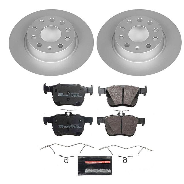 Power Stop Rear Euro-Stop ECE-R90 Certified Brake Pad and Rotor Kit ESK7093