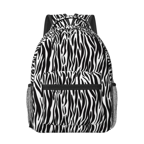 Honeii Zebra Print Backpack for School,15.6 inch Laptop Back Pack for High School and College Students, Waterproof Computer Bookbag-One Size