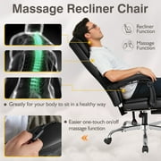 Furmax Reclining Massage Computer Chair Ergonomic Executive Office Chair Height Adjustable Leather Chair With Armsrests,Black