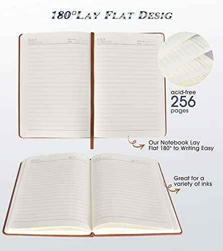 Lined Journal Notebook for Women Men,256 Pages A5 Hardcover Leather Journals for Writing,Travel,Business,Work & School,College Ruled Notebooks for Note Taking,Diary Notepad 5.7"×8.3"(Brown)