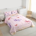 thumbnail image 3 of jejeloiu Colorful Cute Butterflies Queen Comforter Set,Kawaii Rainbow Flowers Bedding Comforter Set For Girls Kids Reversible 3-Piece, 3 of 8