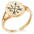 thumbnail image 1 of Stainless Steel Love Arrow Compass Minimalist Oval Top Polished Statement Ring, 1 of 1