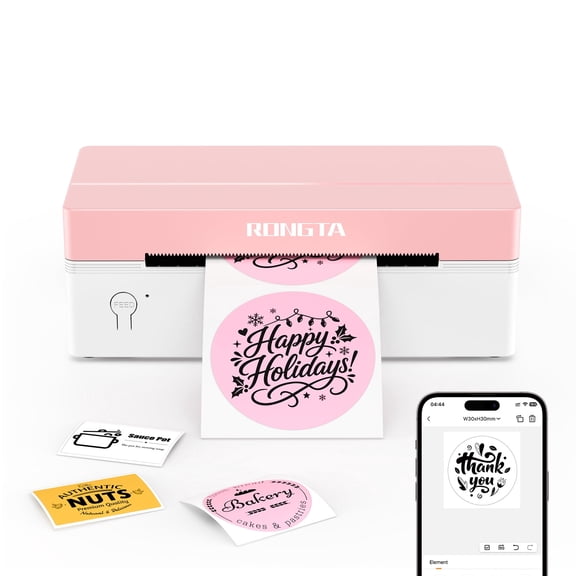 Rongta Bluetooth Shipping Label Printer, Wireless 4x6 Thermal Label Printer for Shipping Packages, Pink