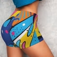 thumbnail image 4 of Uemuo Abstract Color Splash Pattern Women Workout Impact Shorts Scrunch Butt Lifting Gym Shorts Seamless Booty Biker Shorts-X-Large, 4 of 8