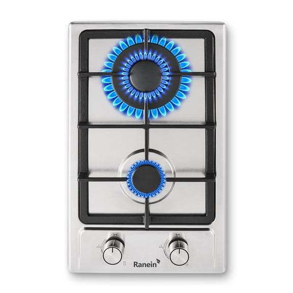 12-Inch 2 Burner Gas Cooktop Stove Top, Built-In Gas Stove, 304 Stainless Steel Panel, Compatible with NG & LPG, Compact Cooking Stove for Apartment, Indoor, and Countertop