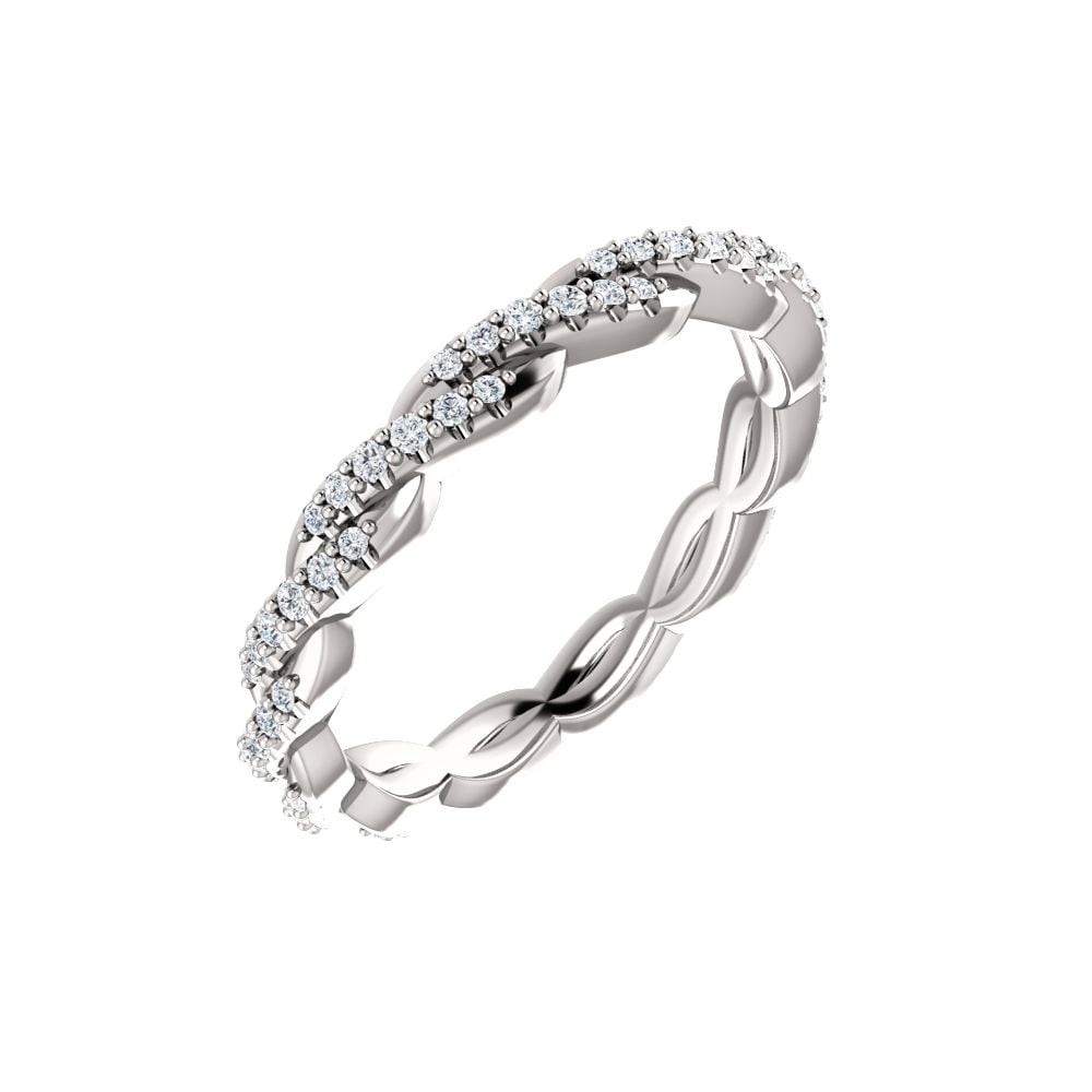 Diamond2Deal 14K White Gold 1/4 Carat (cttw) Diamond Twisted Eternity Band Ring Size 7 for