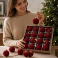 thumbnail image 4 of 16 Pcs Velvet Christmas Ornaments Balls 2.36 Inch Flocked Christmas Tree Ball Hanging Ornaments Velvet Xmas Baubles for Xmas Party Wedding Home Decor, 4 of 7