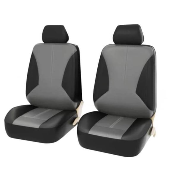 AUQ 2Pcs Car Seat Covers,Pvc Leather Car Seat Covers Full Set,Seat Covers for Cars,Black&Gray