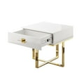 thumbnail image 5 of Hilo White Gold Side Table - 1 Drawer, Hight Gloss Lacquer Finish, Polished Stainless Steel Base, 5 of 10