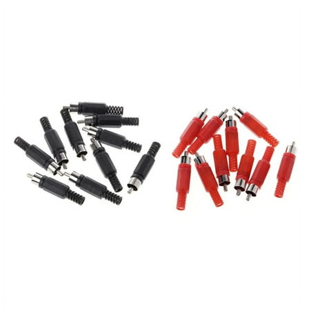 Red and Black Solder-Type RCA Male Audio Plugs