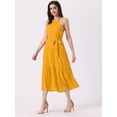 thumbnail image 4 of Unique Bargains Women's Solid Color Loose Swing Casual Sleeveless A-Line Summer Dress M Yellow, 4 of 6
