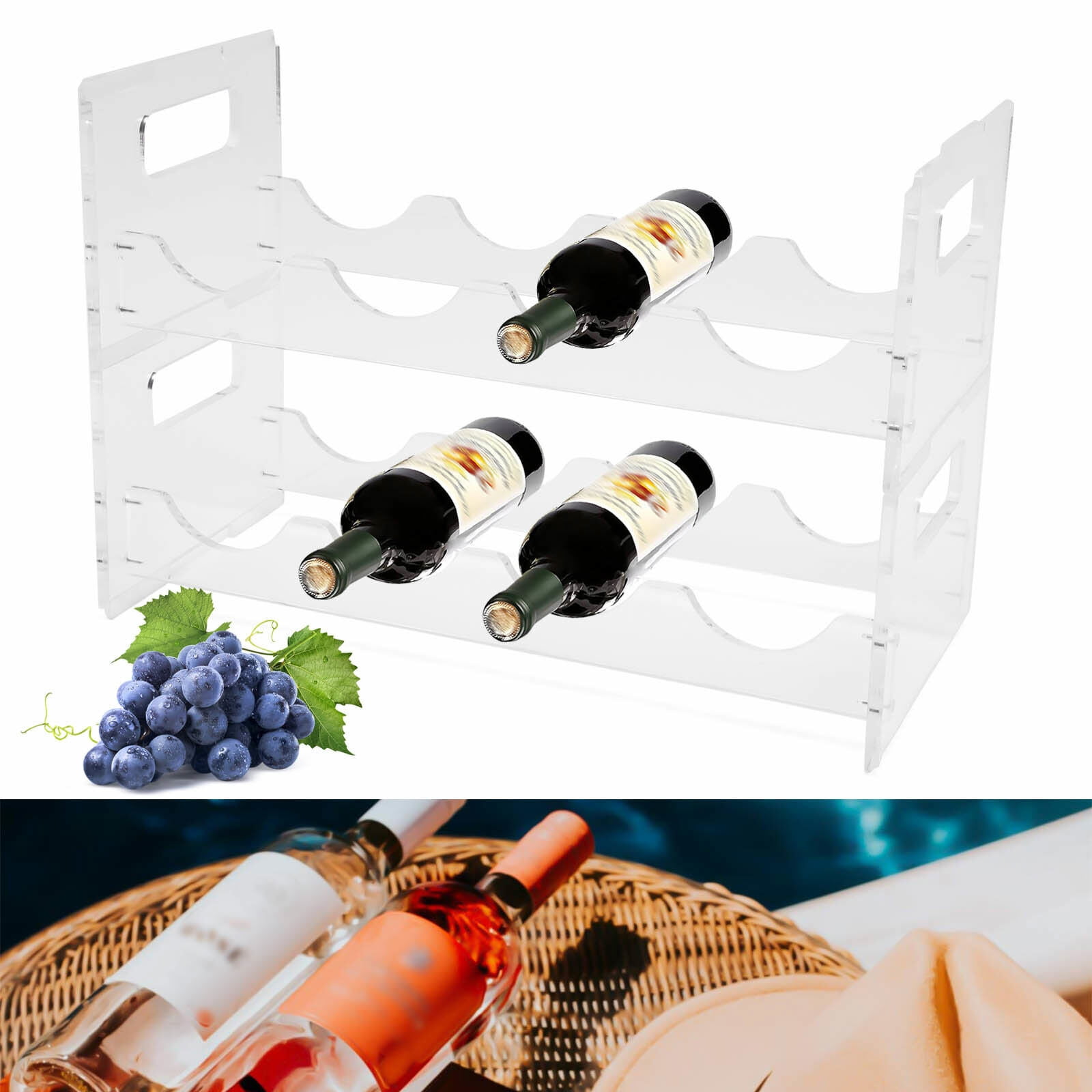 2 Tier Wine Rack Shopping Mall Display Bottle/Wine Organizers