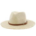 thumbnail image 3 of Yuanlong Womens Woven Straw Hats Leather Buckle Band Fedora Hat Spring Summer Breathable Beach Holiday Casual Lady Sun Cap, 3 of 3