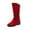 Red, variant on Fesfesfes Fuzzy Boots for Women Warm Retro Suede Low Heel Round Boots Shoes US:6.5(38)