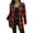 Red, variant on Womens Outwear Jackets Plaid Button-up Hoodless Casual Long Sleeve Elastic Cardigan Jacket Top Blue XXXL