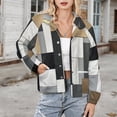 thumbnail image 3 of Jackets for Women Winter Coat Jackets Flannel Stand Collar Jacket(Beige And Black And Golden Squares,Size:S-4XL), 3 of 7