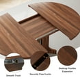 thumbnail image 4 of Virans 59" Extendable Round Dining Table for 4-8 , Modern Kitchen Oval Dining Table, Space Saving, Wooden Tabletop & Base, Walnut, 4 of 8