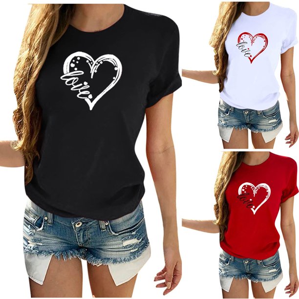 Fiudx Ofertas de La Semana Blusa de Manga Corta con Cuello Redondo y Estampado a La Moda para Mujer