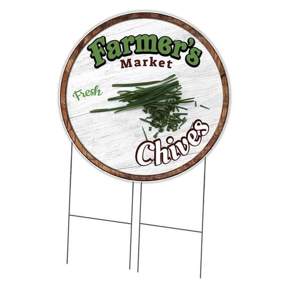 SignMission C-36-CIR-DS-WS- Chives 36 in. Double Sided Corrugated Circular Plastic Sign - Farmers Market Chives