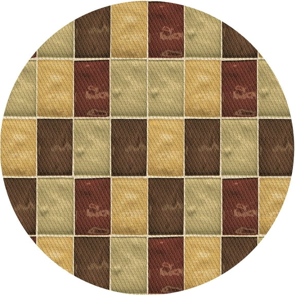 Ahgly Company Indoor Round Patterned GoldenRod Gold Area Rugs, 3' Round