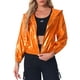thumbnail image 1 of Chaqueta Brillante de Mujer Inspire Chic de Manga Larga Ligera con Cremallera y Capucha Metálica S Naranja, 1 of 6