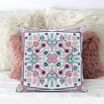thumbnail image 2 of Amrita Sen Designs  26 x 26 in. Paisley Leaf Geo Duo Broadcloth Indoor & Outdoor Zippered Pillow - White, Pink & Light Blue, 2 of 4