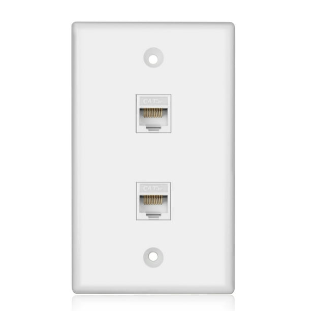 Network Cat5E Wall Plate Dual 2 RJ45 Keystone Connector