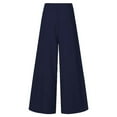 thumbnail image 6 of Povozer Women's Stretchy Wide Leg Palazzo Lounge Pants Casual Comfy High Waist Palazzo Pants(Dark Blue,XXL), 6 of 6