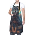 thumbnail image 2 of Zufioo Starry Sky Moon Wolf Leader Print Adult Waterproof Apron, Cooking Apron, Flower Arranging and Painting Apron-Adjustable Straps, with Pockets, Kitchen Supplies-One Size, 2 of 9