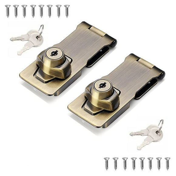 2 Packs Keyed Hasp Locks Twist Knob Keyed Locking Hasp for Small Doors Cabinets and More Stainless Steel Steel Hasp Lock Catch Latch Safety Lock Door Lock with Keys (4inch Bronze)
