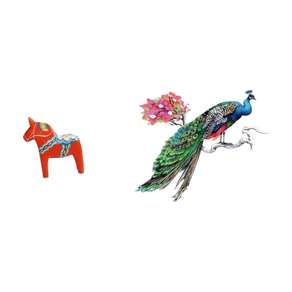 CoudarTitie Dalecarlian Horse Sculpture and Retro Wall Art Sticker for Living Room Kitchen Bookshelf Entrance Cabinet Home Decoration Ideas