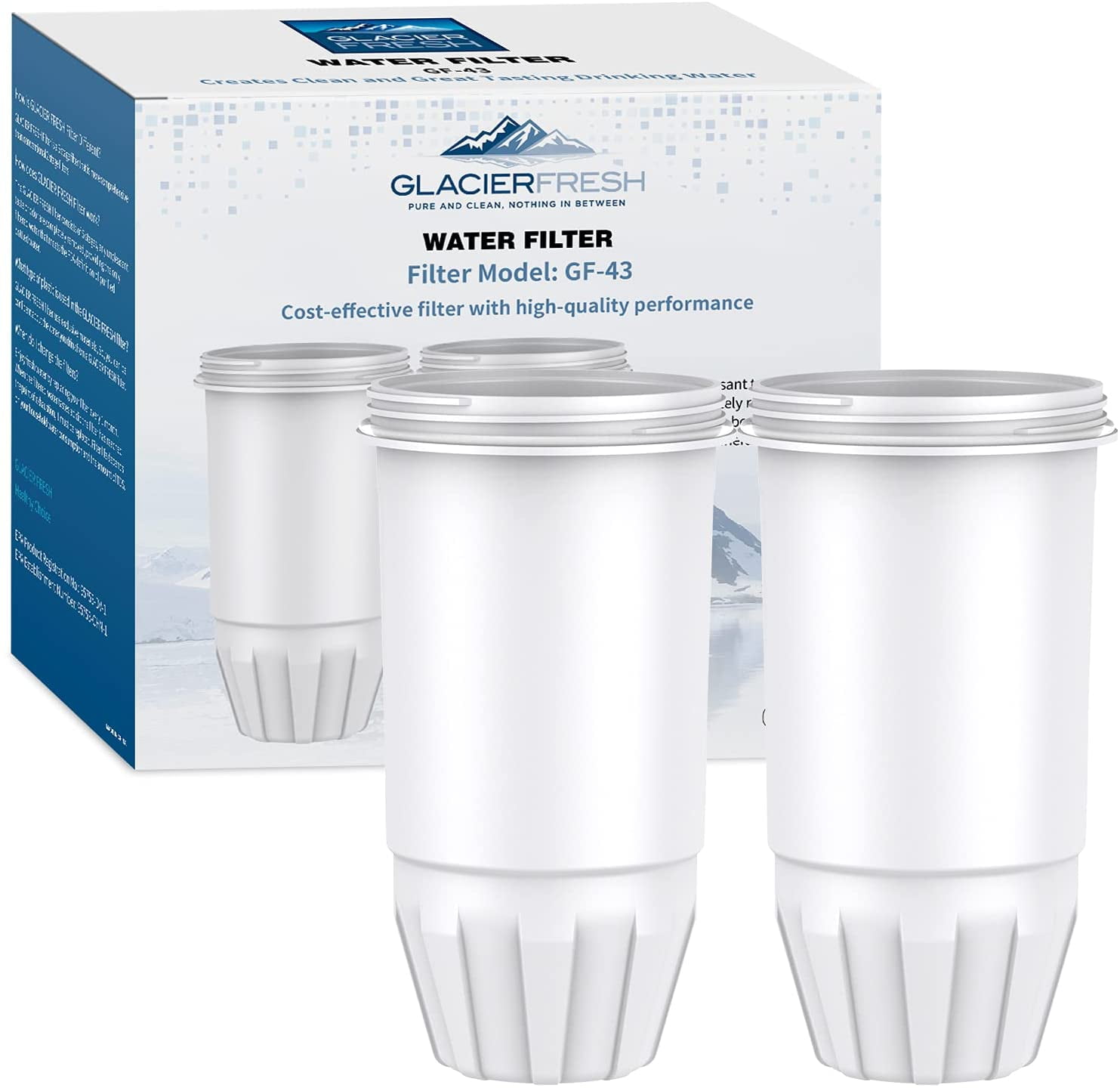 GLACIER FRESH ZR017 Replacement Pitcher Water Filters, Compatible with