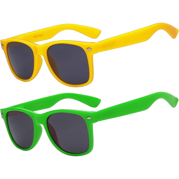 OWL Polarized UV Protection Anti Glare Toddler Kids Sunglasses, Yellow/Green, 2 Pack