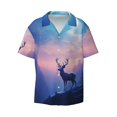 thumbnail image 3 of Goofa Night Sky Elk Printed Men's Casual Short-sleeved Shirt,Lightweight Breathable Button-down,Summer Casual men's top,Versatile Fashion shirt-3X-Large, 3 of 7