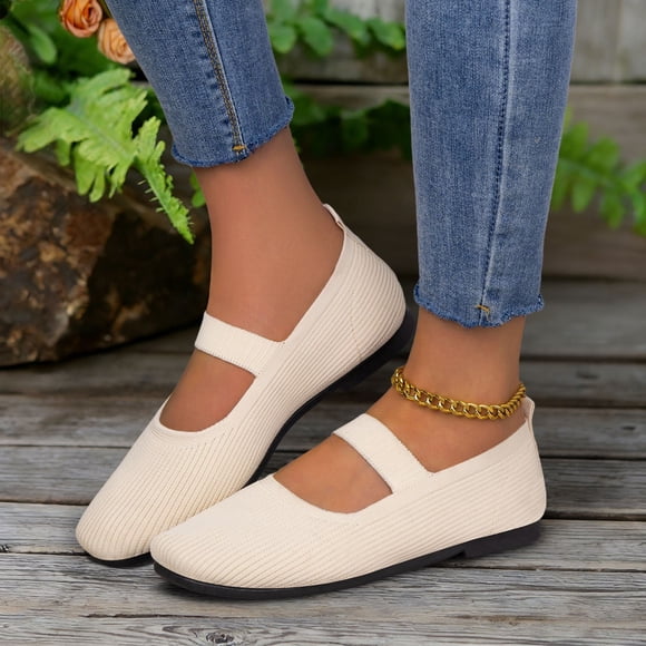 YOUYEDIAN Flat Shoes for Women Dress Non Slip Slip on Loafers Spring Summer Business Walking Shoes Casual Closed Toe Orthopedic Shoes (White)