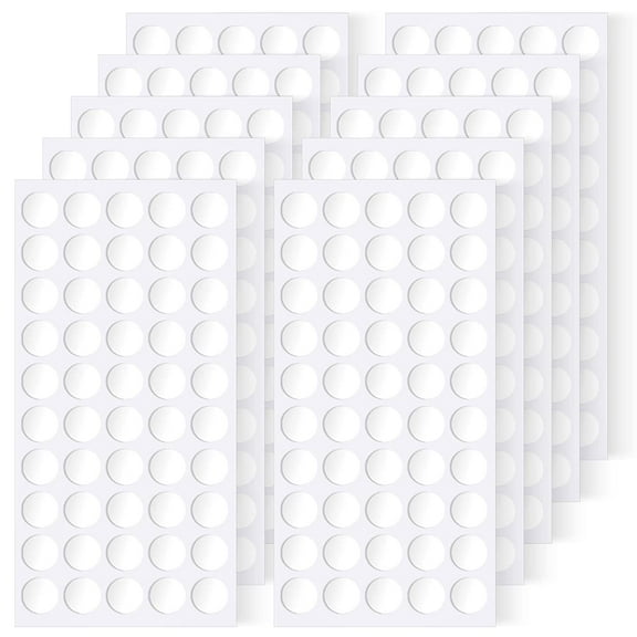 Poster Putty, 500 Pcs 10mm/0.4” Adhesive Dots, Double Sided Removable Sticky Tack, Clear Round Reusable Mounting Stickers Transparent Tacky Glue Tape for Wall Hanging Pictures