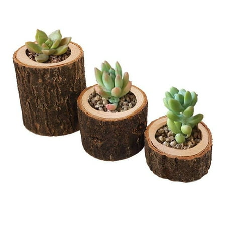 Handmade Holiday Decorations Small Wooden Candlestick/Fleshy Flower Pot Handmade Wood Ornaments for Rustic Wedding, Party, Birthday, Holiday Decoration ()